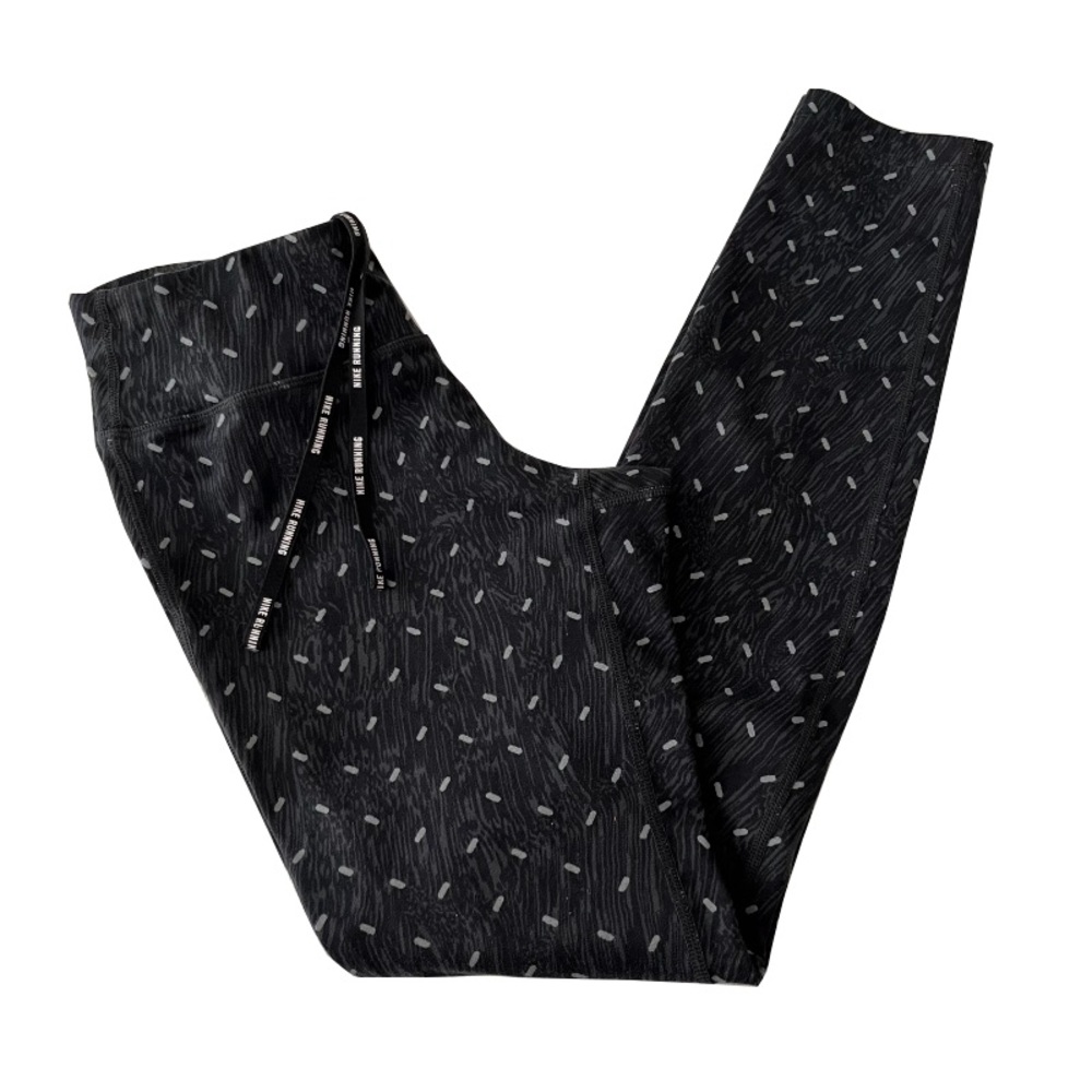 Nike Running Dri Fit  Black and Gray Mixed Print Full Length‎ Athletic Leggings